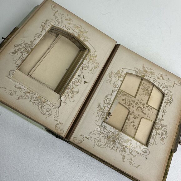 Antique Celluloid Repousse floral Cabinet Card Album ephemera art project Damage - Picture 13 of 14